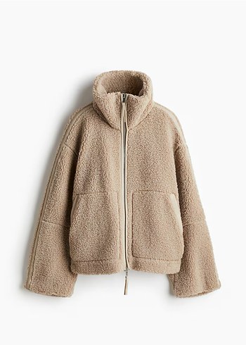 H&M H&M Bej Peluş Yumuşak Fermuarlı Kadın Ceket