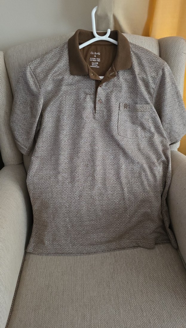 Düğmeli Kahverengi Polo Yaka Erkek Tişört - Görsel 2