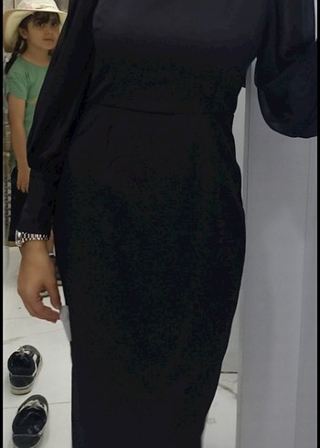 Siyah kare Yaka Elbise abiye - Görsel 2