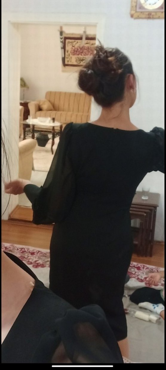 Siyah kare Yaka Elbise abiye - Görsel 3