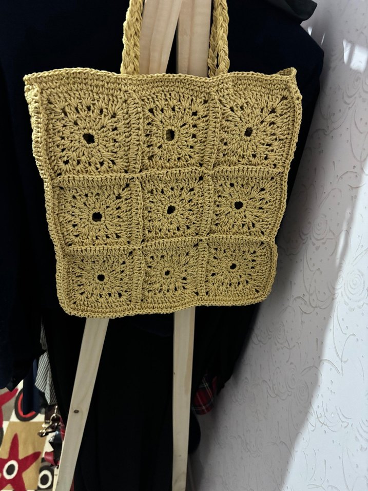 Bej Örgü Dantel Detaylı Bohem Kadın Çanta - Görsel 2