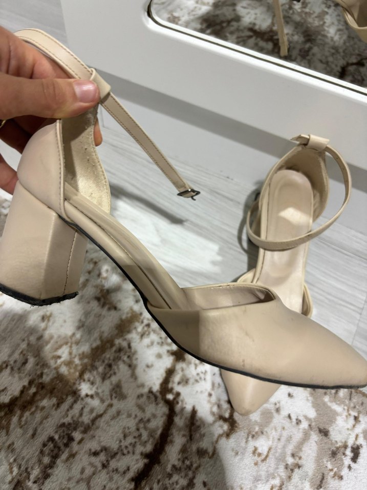 Krem rengi Stiletto Topuklu Kadın Ayakkabı - Görsel 5
