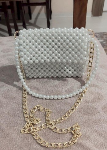 Boncuk Detaylı Beyaz Örgü Kadın Çanta - Görsel 6