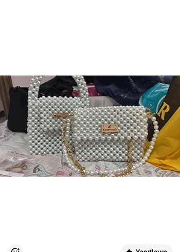 Boncuk Detaylı Beyaz Örgü Kadın Çanta - Görsel 3