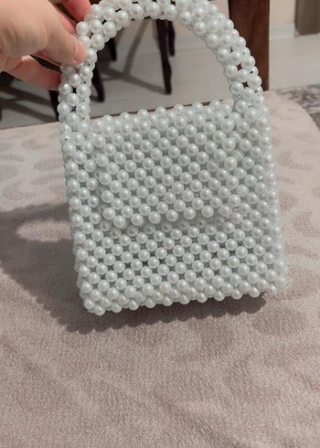 Boncuk Detaylı Beyaz Örgü Kadın Çanta - Görsel 5