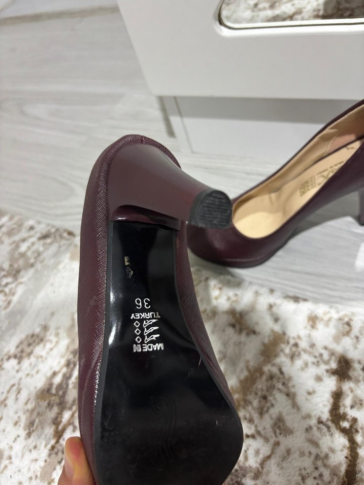 Bordo  Topuklu Kadın Ayakkabı - Görsel 4