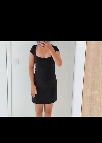 Siyah V Yaka Elbise - Görsel 5