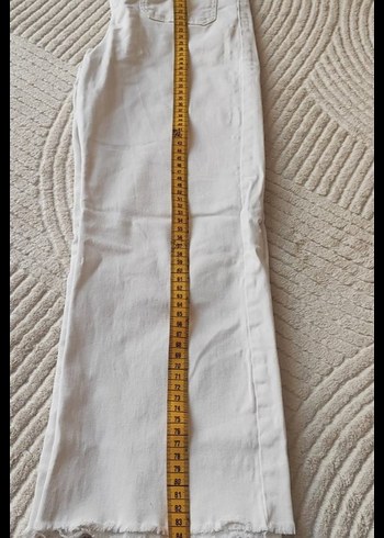 H&M Beyaz Keten Regular Fit Midi Kadın Jean