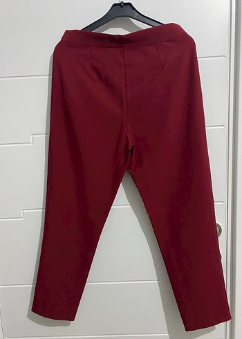 Diğer Bordo Düğmeli Kadın Kumaş Pantolon