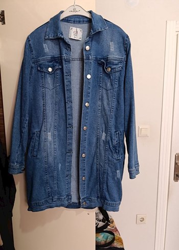 Düğmeli Mavi Kadın Denim Ceket