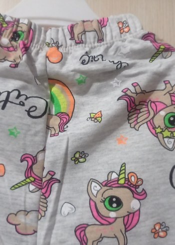 Kız Çocuk Gri Unicorn Desenli  pijama - Görsel 2
