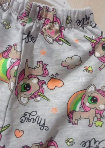 Kız Çocuk Unicorn Desenli Gri pijama - Görsel 2