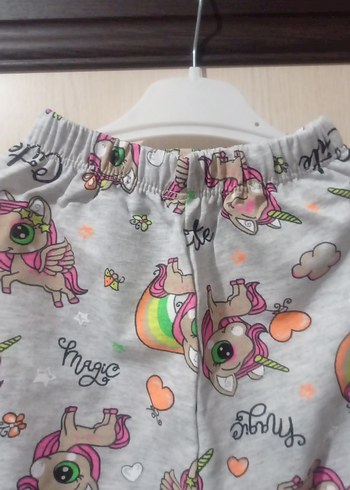 Kız Çocuk Unicorn Desenli Gri pijama - Görsel 3