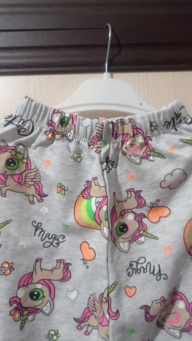 Kız Çocuk Unicorn Desenli Gri pijama - Görsel 3