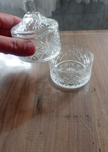 Beyaz İşlemeli Cam lokumluk sunumluk - Görsel 2