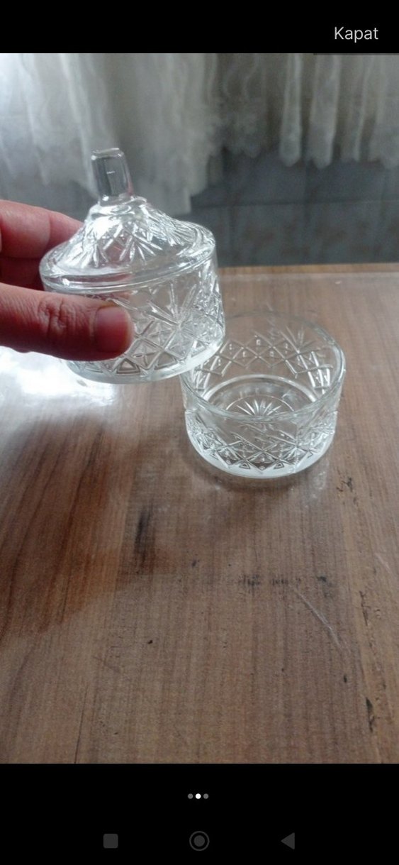 Beyaz İşlemeli Cam lokumluk sunumluk - Görsel 2