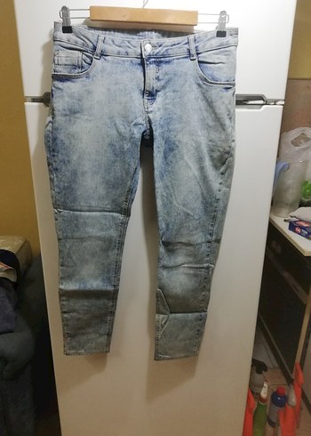 C&A Kadın Gri Batik Desenli Dar Paça Kot Pantolon