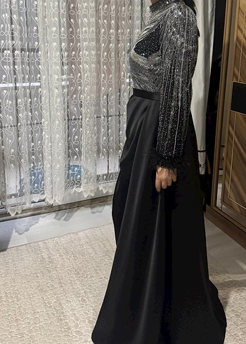 42 Beden siyah Renk Uzun Siyah Gotik Drapeli Kadın Abiye Elbise