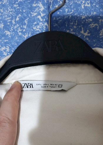 ZARA Esnek Kumaş rahat beyaz gömlek L-XL - Görsel 2