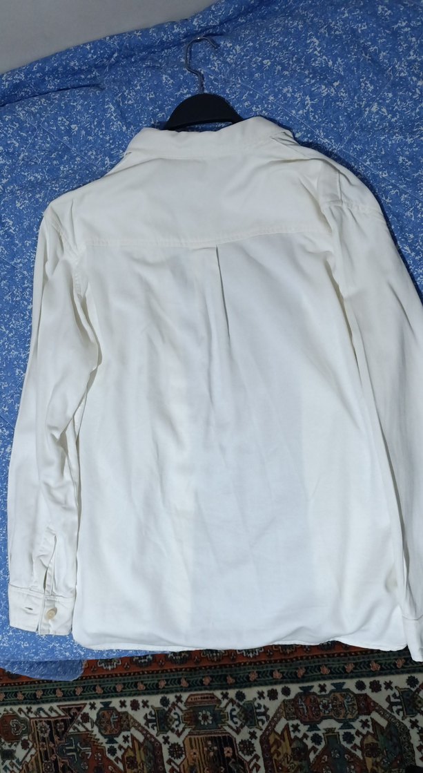 ZARA Esnek Kumaş rahat beyaz gömlek L-XL - Görsel 3