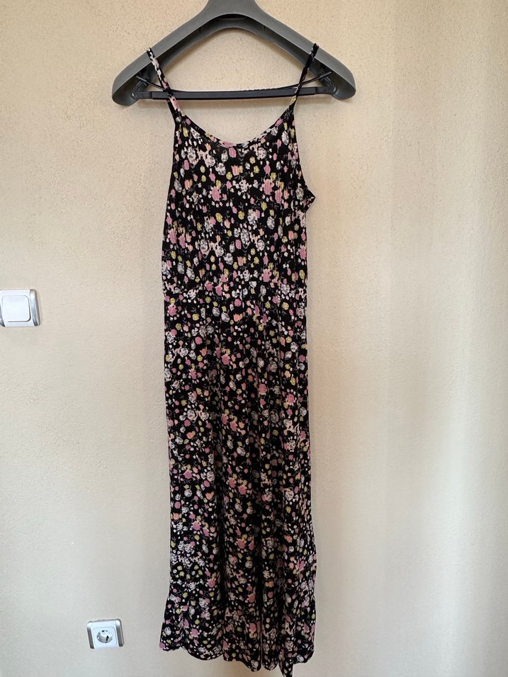 Çiçek Desenli Uzun Askılı Bohem Elbise - Görsel 4