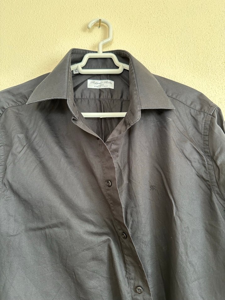 Siyah Erkek Keten Uzun Kollu Gömlek - Görsel 3