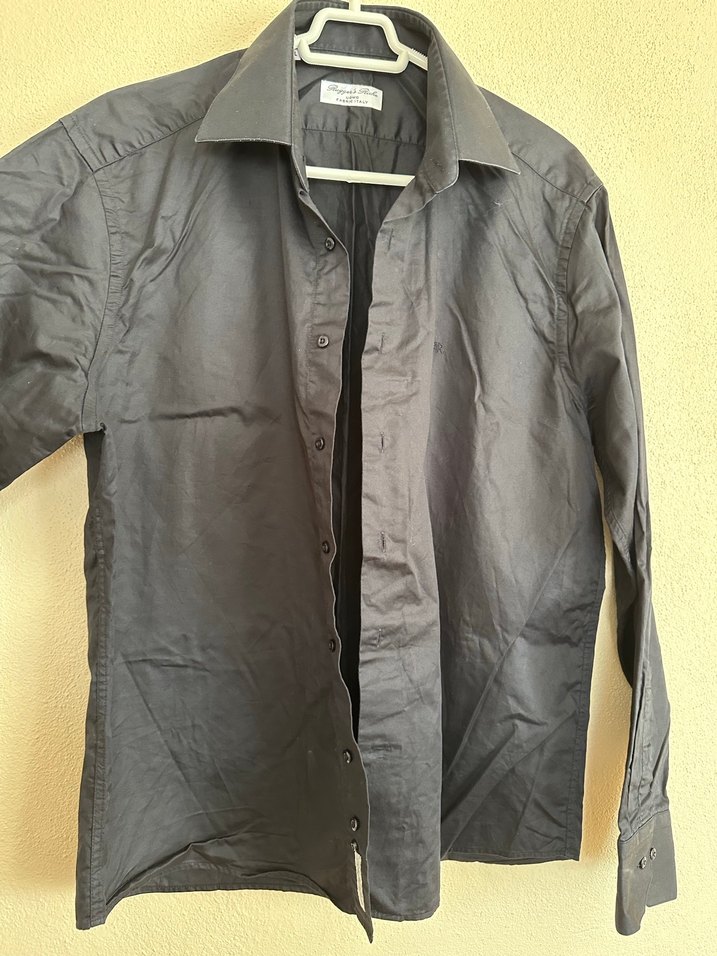 Siyah Erkek Keten Uzun Kollu Gömlek - Görsel 2