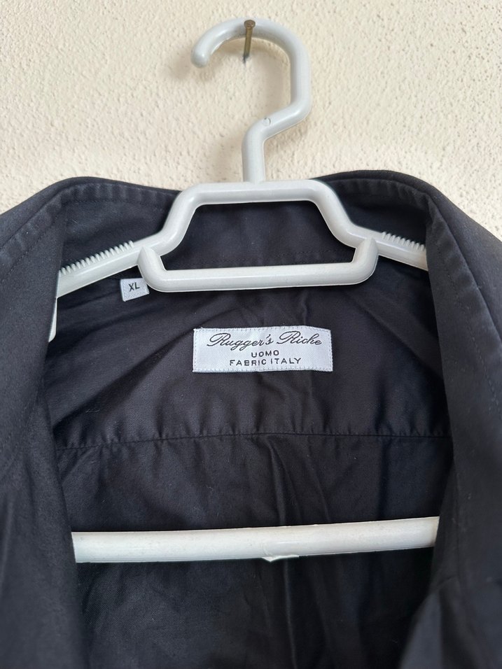 Siyah Erkek Keten Uzun Kollu Gömlek - Görsel 4