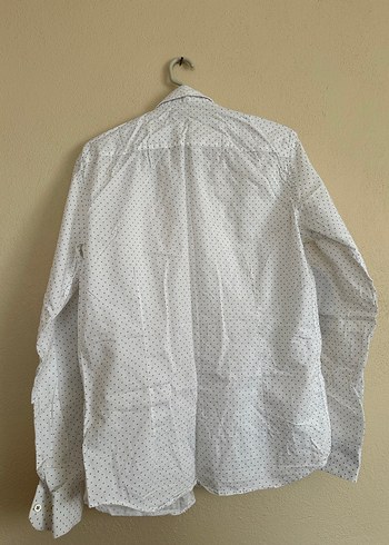 Gri Dirsek Detaylı Beyaz Erkek Gömlek - Görsel 6