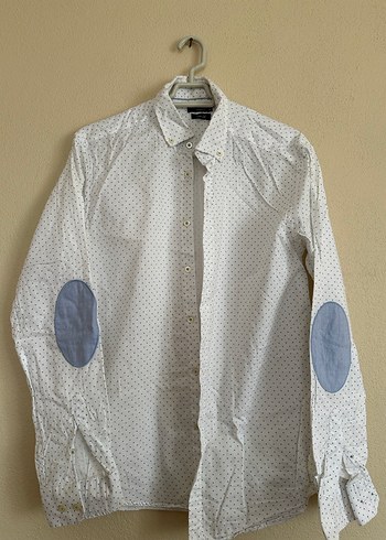 Gri Dirsek Detaylı Beyaz Erkek Gömlek - Görsel 2