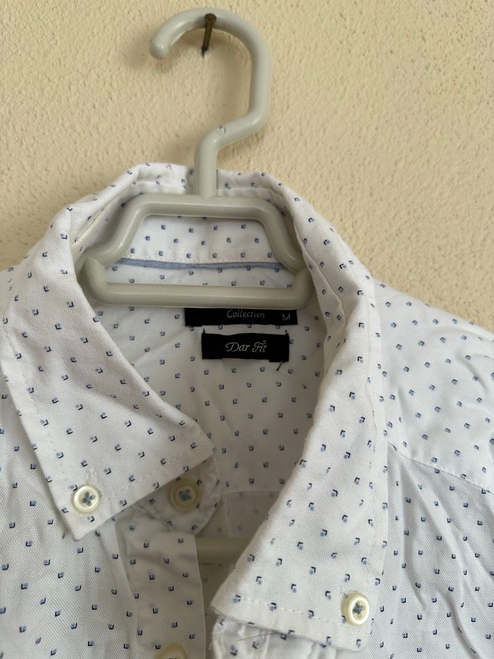 Gri Dirsek Detaylı Beyaz Erkek Gömlek - Görsel 3