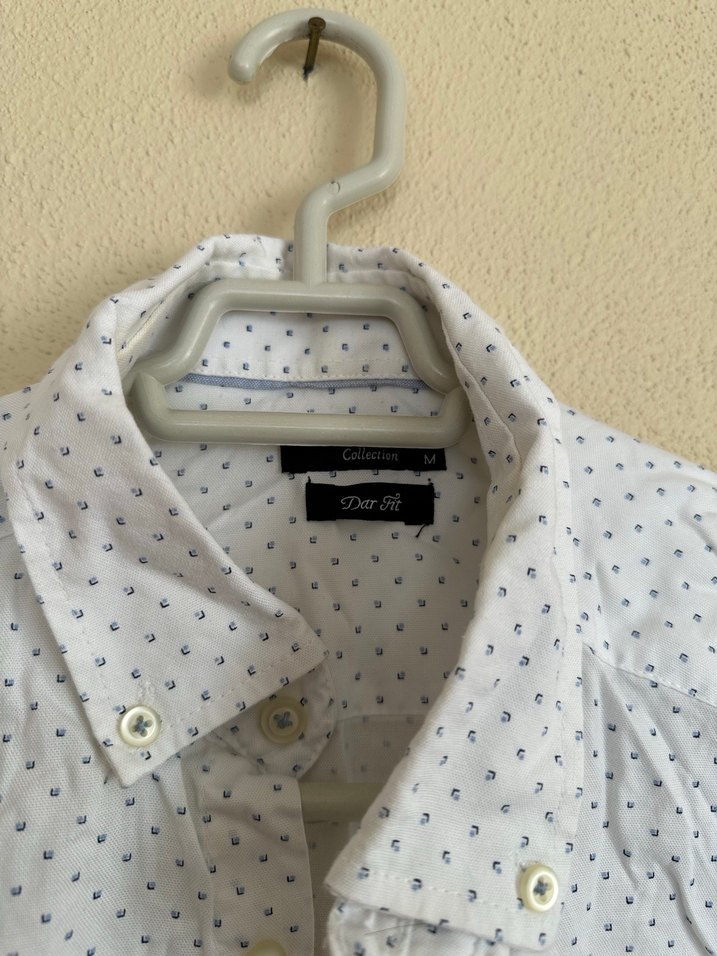 Gri Dirsek Detaylı Beyaz Erkek Gömlek - Görsel 4