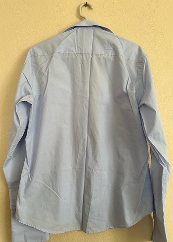 Düğmeli Mavi Pamuk Gömlek - Görsel 6