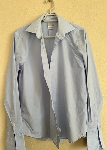 Düğmeli Mavi Pamuk Gömlek - Görsel 4