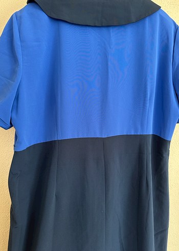 Düğmeli Lacivert Mavi Midi Kadın Elbise - Görsel 6