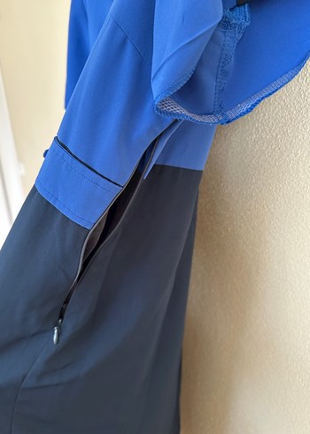 Düğmeli Lacivert Mavi Midi Kadın Elbise - Görsel 5