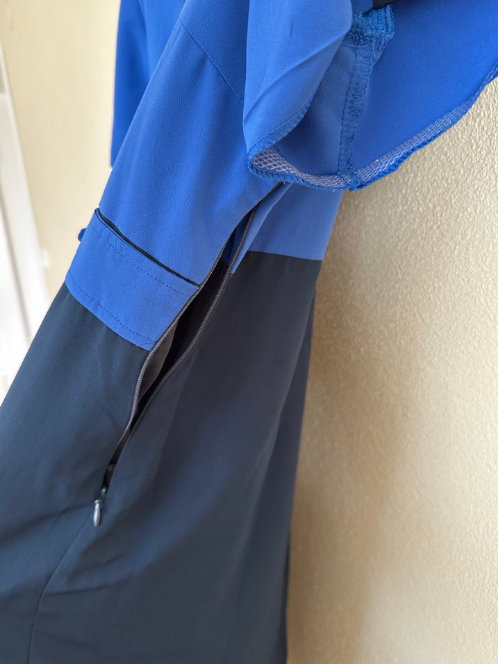 Düğmeli Lacivert Mavi Midi Kadın Elbise - Görsel 5