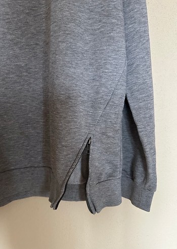 Gri Yüksek Yaka Baskılı Erkek Sweatshirt - Görsel 3