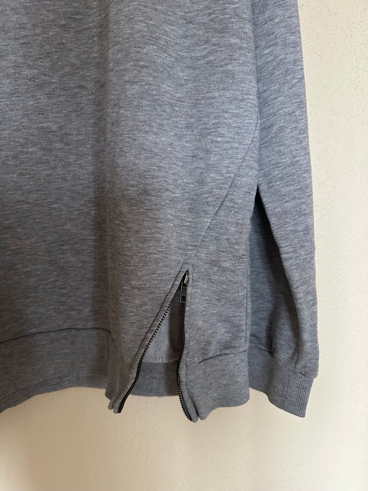 Gri Yüksek Yaka Baskılı Erkek Sweatshirt - Görsel 3