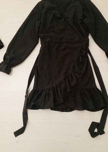 siyah kollu mini elbise