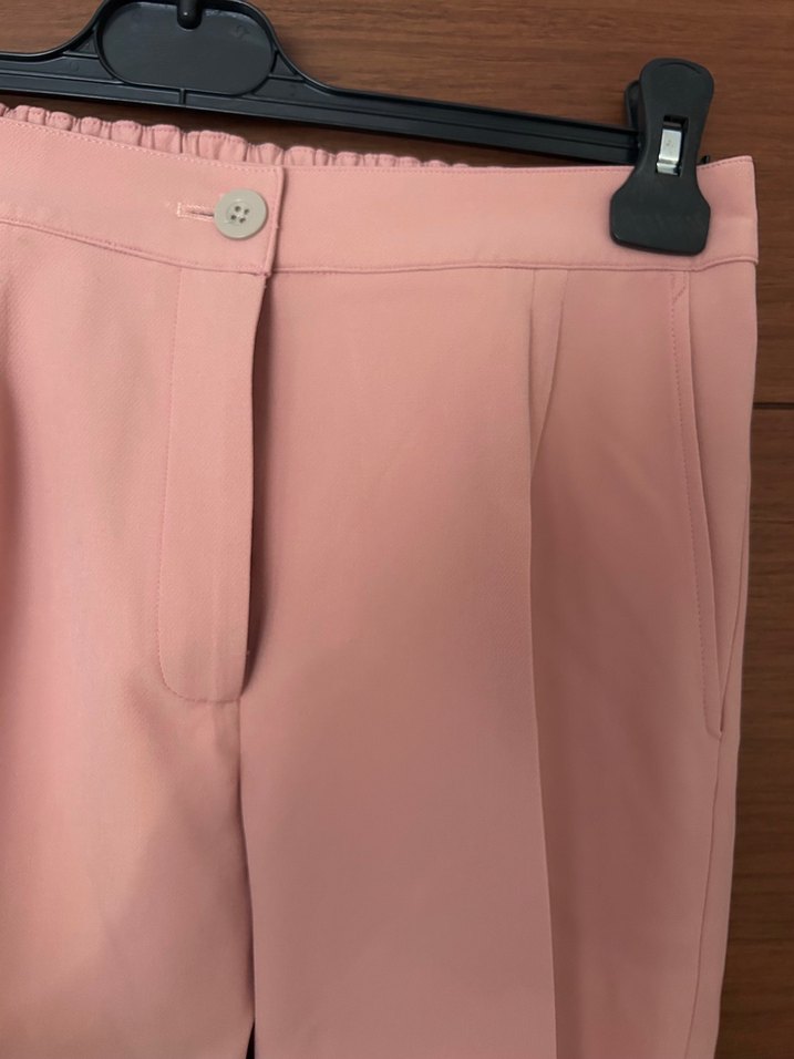 Bej Pilili Kadın Kumaş Pantolon - Görsel 2