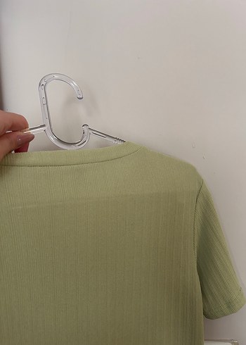 Yeşil Keten Kadın Tişört - Görsel 4