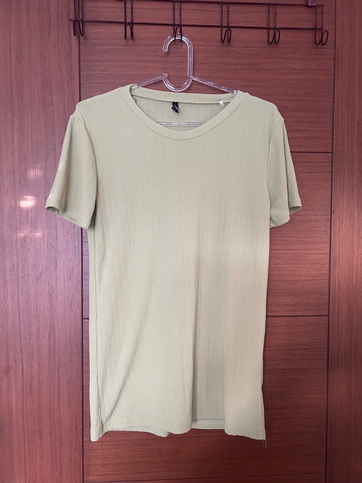 Yeşil Keten Kadın Tişört - Görsel 2