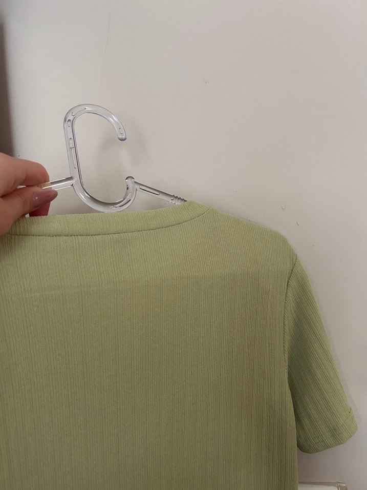 Yeşil Keten Kadın Tişört - Görsel 4