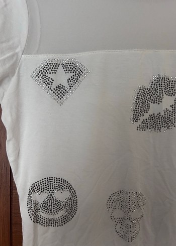 Beyaz Rock Punk Kısa Kollu Tişört - Görsel 2