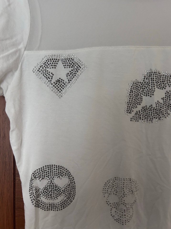 Beyaz Rock Punk Kısa Kollu Tişört - Görsel 2