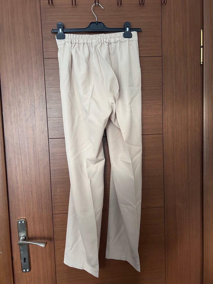 Bej Midi Kadın Kumaş Pantolon - Görsel 4