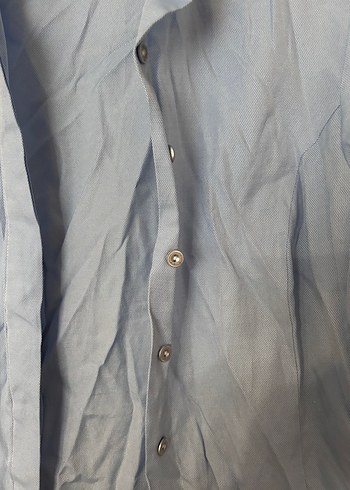 Bej Keten Gömlek, Uzun Kollu, Düğmeli - Görsel 2