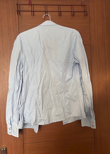 Bej Keten Gömlek, Uzun Kollu, Düğmeli - Görsel 3