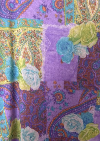 Bohem Uzun Bağcıklı Mor Desenli Etek - Görsel 2